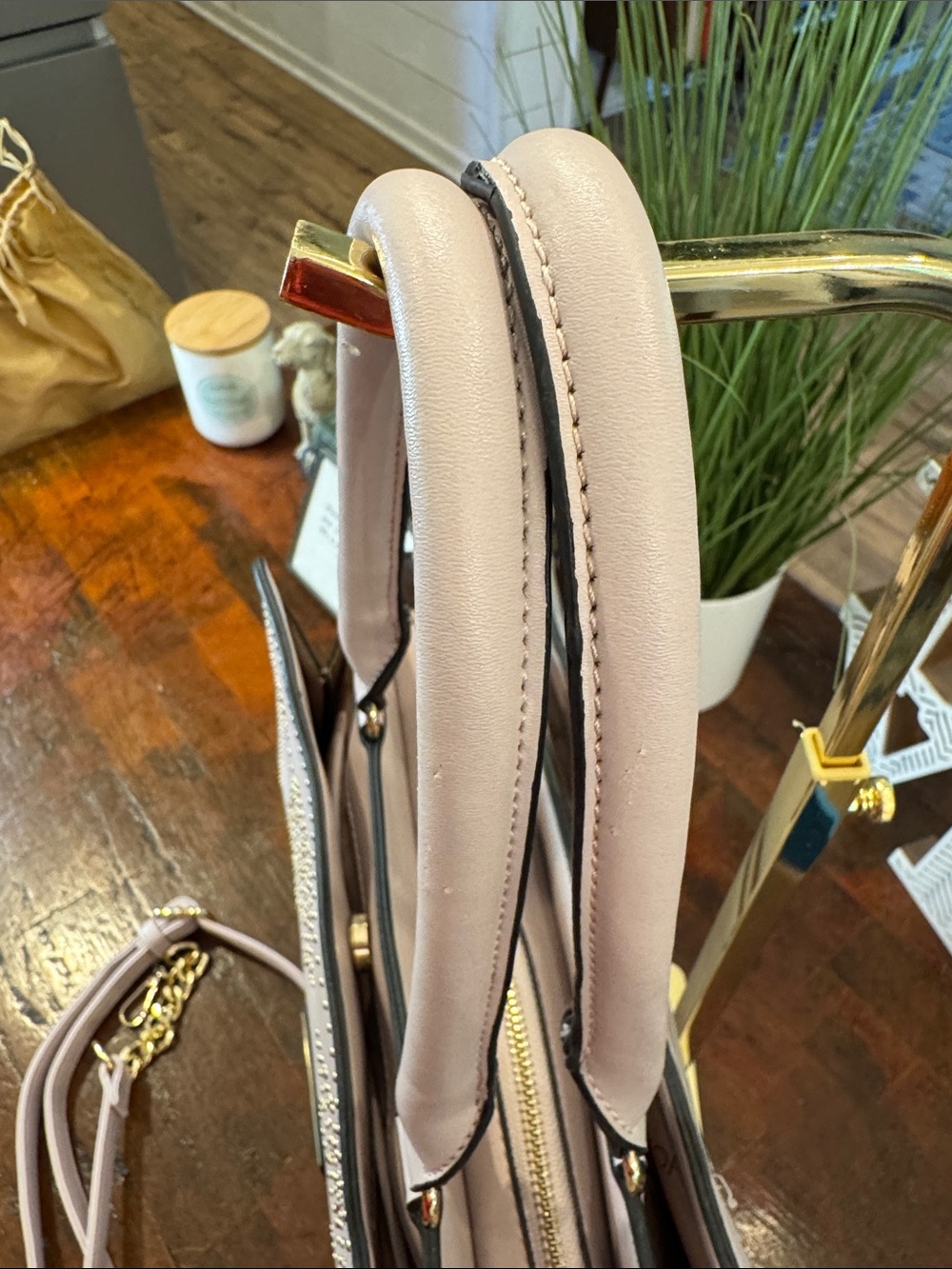 Andrew Marc Pale Pink Floral Perforated Satchel - Picture 4 of 16